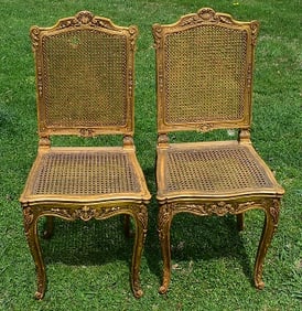 PAIR FRENCH GILT BOUDOIR CHAIRS, 1920'S