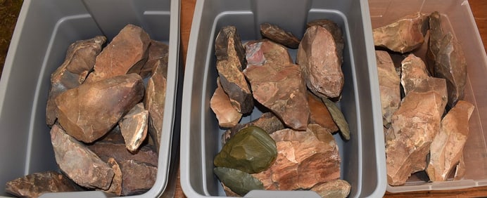 (3) TUBS NATIVE AMERICAN INDIAN ASSORTED RAW FLINT