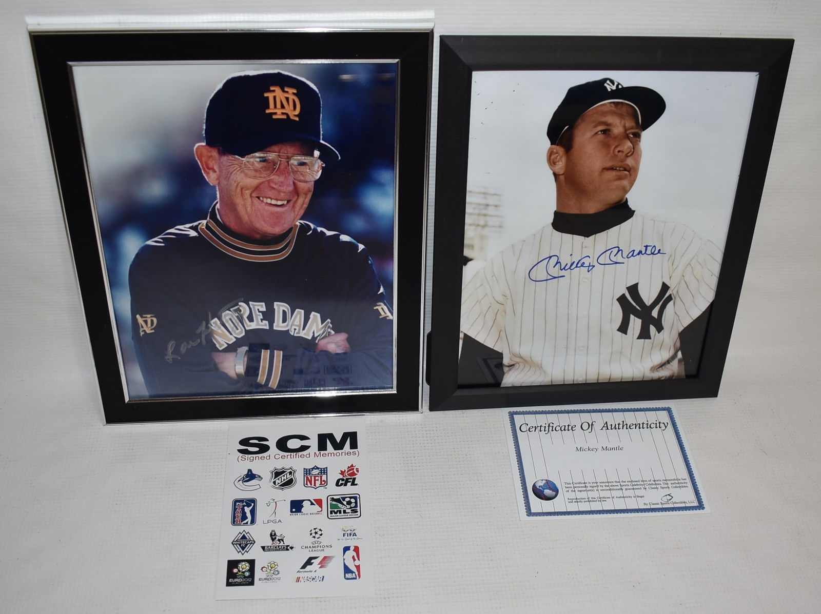 (2) AUTOGRAPHED PHOTOS MICKEY MANTLE/LOU HOLTZ W/COA'S (1 of 7)