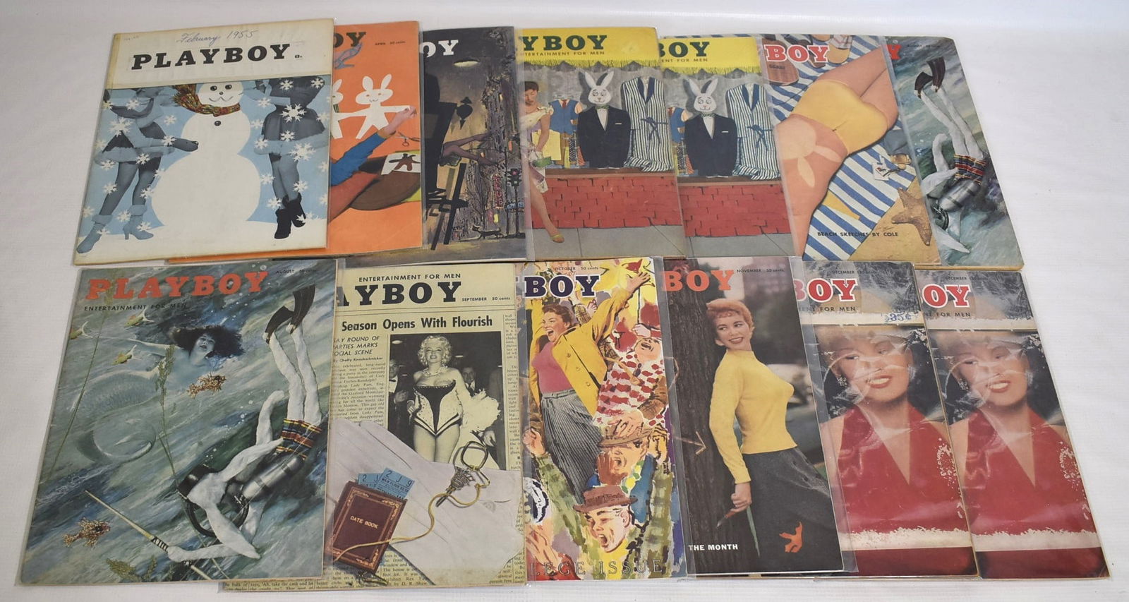 LOT (13) ASSORTED VINTAGE 1955 PLAYBOY MAGAZINES (1 of 18)