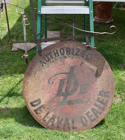DELAVAL DEALER TIN SIGN W/BRACKET, C. 1930