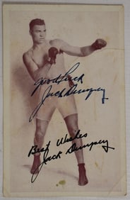 JACK DEMPSEY AUTOGRAPHED POSTCARD, C. 1940/50