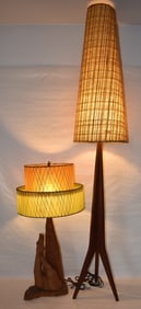 (2) MID CENTURY MODERN BLACK WALNUT TABLE/FLOOR LAMPS