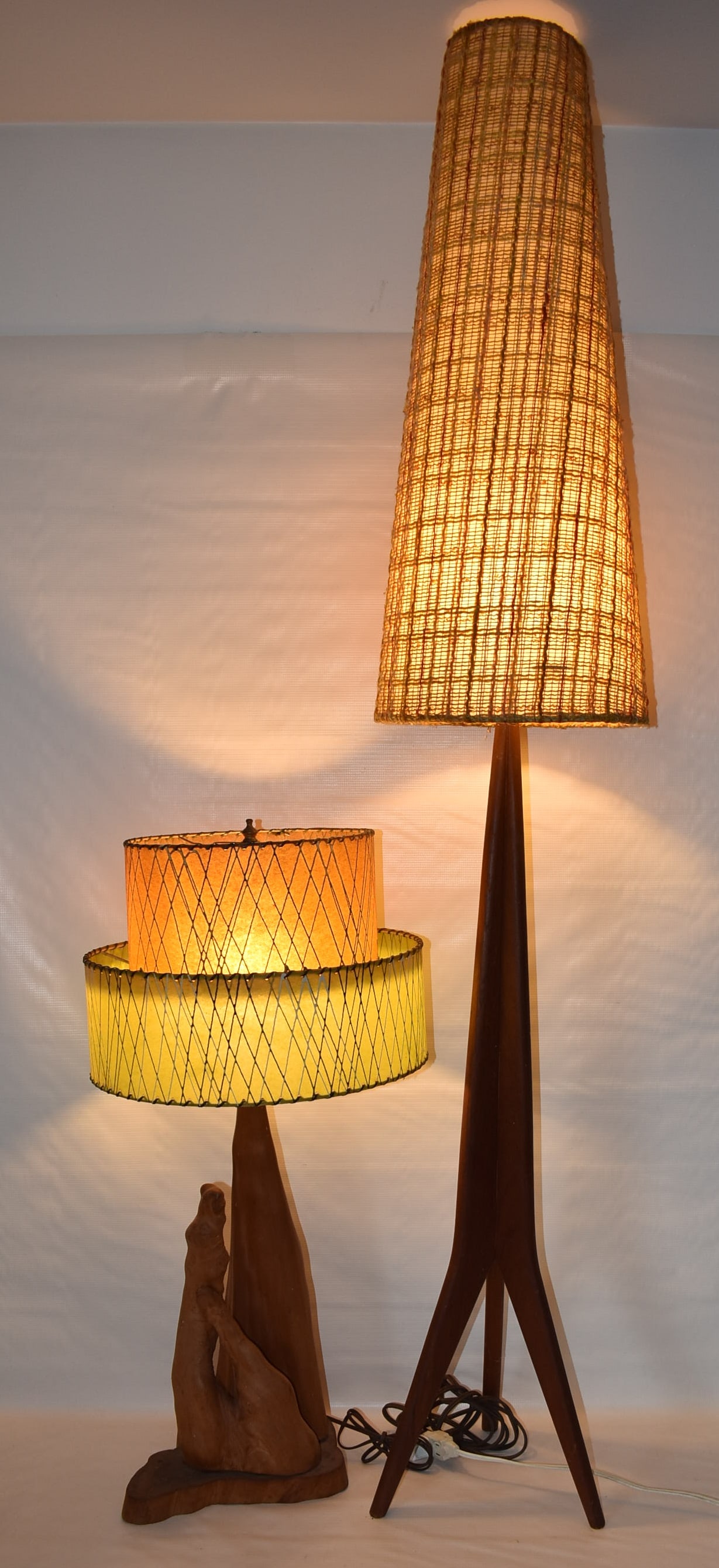 (2) MID CENTURY MODERN BLACK WALNUT TABLE/FLOOR LAMPS (1 of 12)