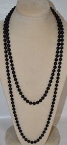 (2) ART DECO 14KT YELLOW GOLD CLASP MOURNING NECKLACES