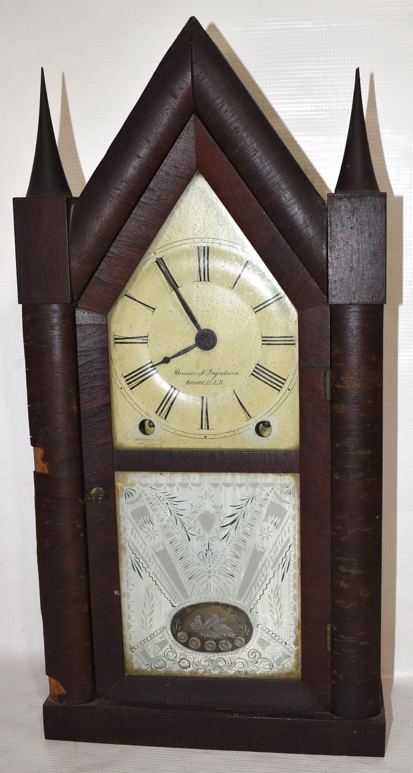 BREWSTER & INGRAHAMS STEEPLE CLOCK, 19TH C., H. 20" (1 of 8)