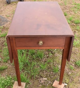 HEPPLEWHITE CHERRY DROP LEAF TABLE, C. 1850