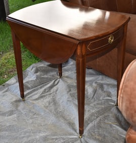 PAIR BAKER MAHOGANY INLAID PEMBROKE DROP LEAF TABLES