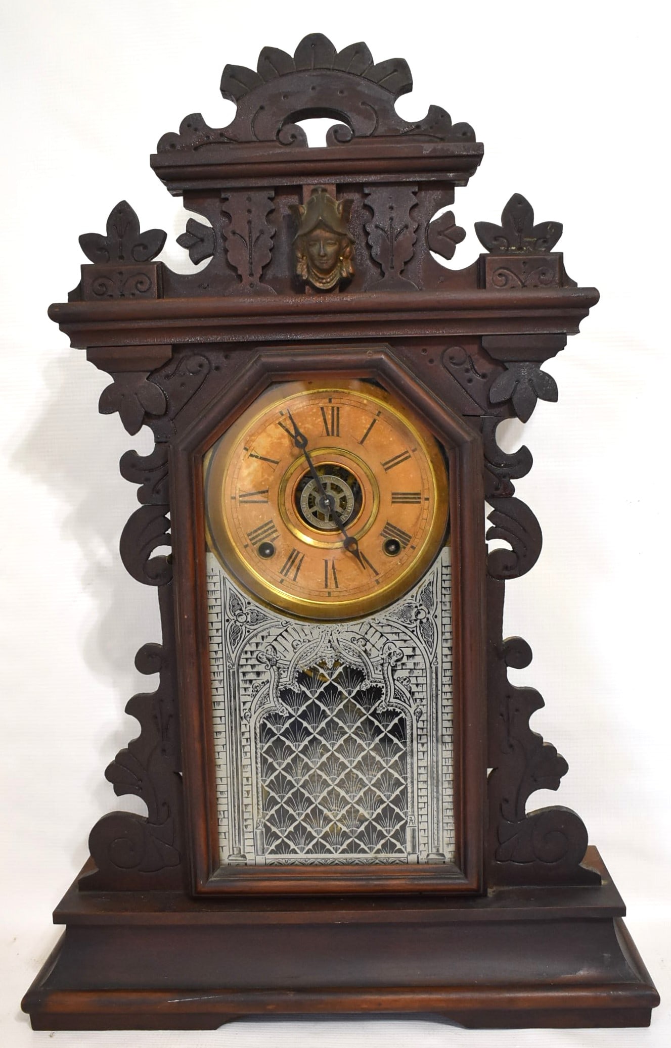 ANSONIA JENNY LIND WALNUT SHELF CLOCK, 19TH C., H. 24" (1 of 10)
