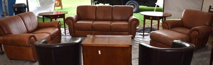 SET 3 MODERN LEATHER SOFA/LOVESEAT/CLUB CHAIR & OTTOMAN