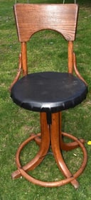 THONET STYLE OAK SWIVEL OFFICE CHAIR, C. 1900