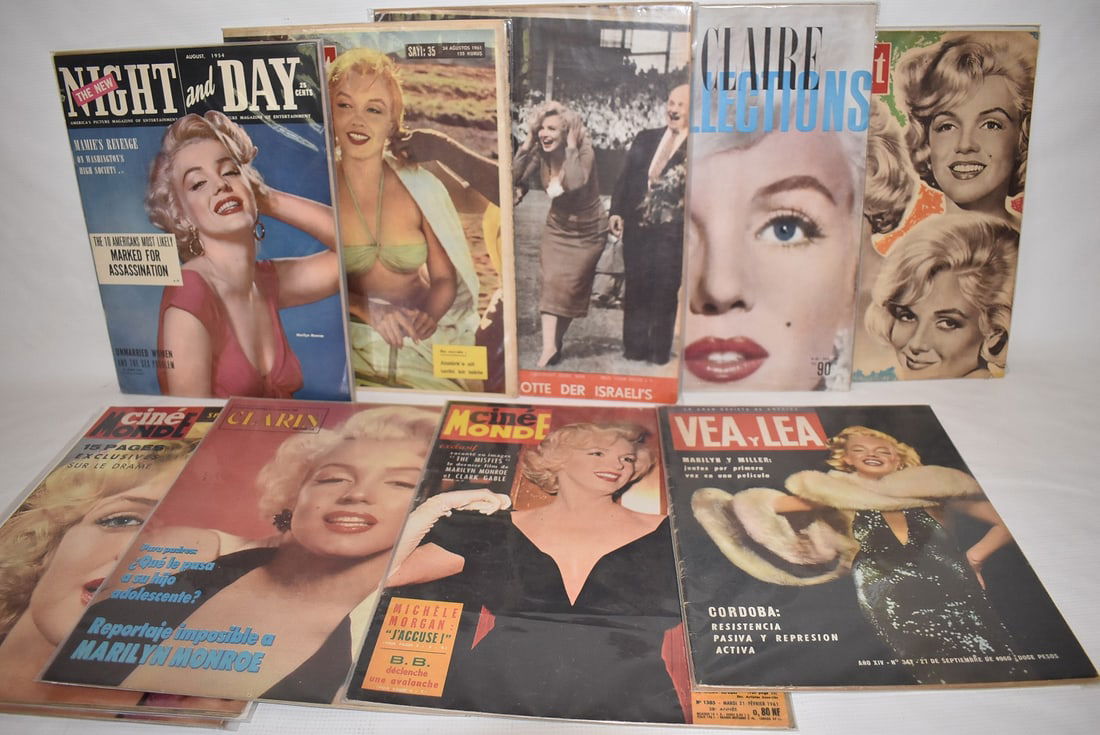 LOT (10) VINTAGE MARILYN MONROE MAGAZINES, C. 1950/60 (1 of 6)