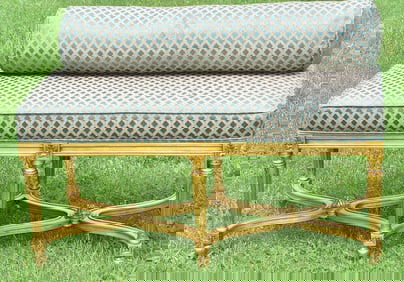 FRENCH GILT WOOD FOOT OF THE BED BENCH, 20TH C.