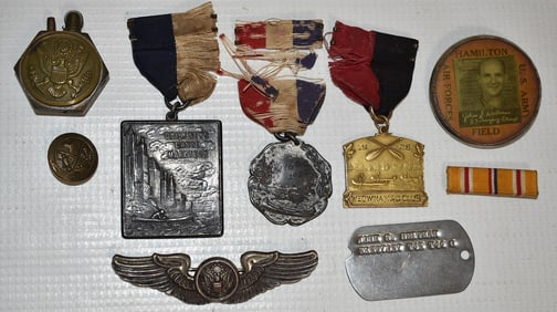 LOT ASSORTED MILITARY & SPORT MEDALS, C. 1920'S