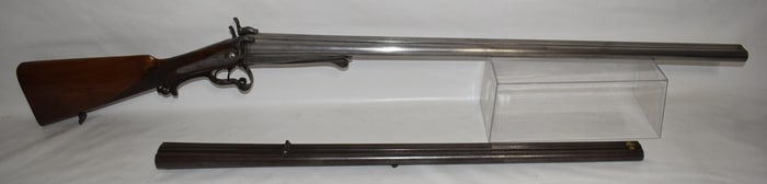 J. ZELLER 12 GA. S/S SHOTGUN W/EXTRA BARREL, 19TH C.