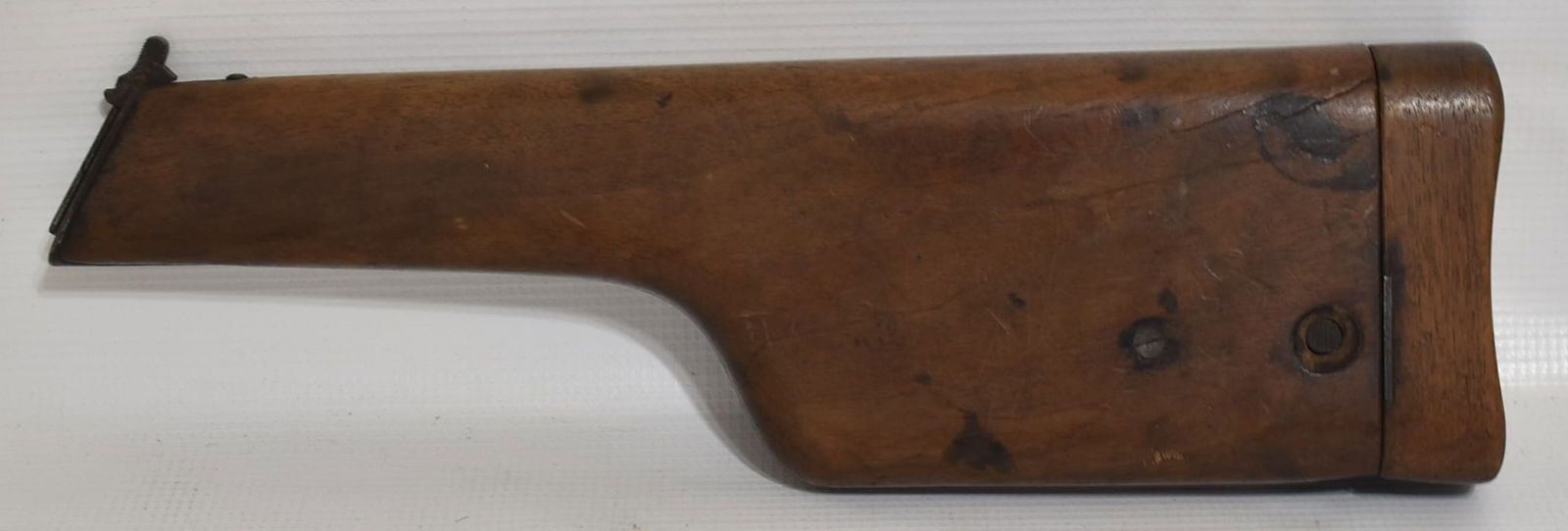 GERMAN WWII BROOM HANDLE MAUSER WALNUT SHOULDER STOCK: RARE GERMAN WWII BROOM HANDLE MAUSER WALNUT SHOULDER STOCK, C. 1940, SER. #189, L. 14"