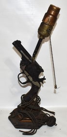 VINTAGE OBSOLETE HANDGUN DESK LAMP (NON FUNCTIONING)
