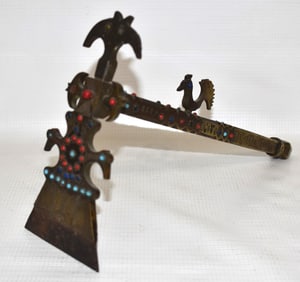 OTTOMAN EMPIRE/TURKISH INLAID BRONZE CEREMONIAL SCRAPER