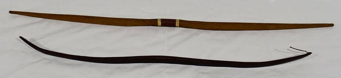(2) VINTAGE ARCHERY BOWS INCL. TIGER MAPLE, 19/20TH C.