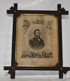 CIVIL WAR PORTRAIT/ENGRAVING U.S. GRANT, C. 1865