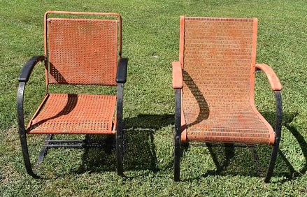 PAIR ART DECO METAL SPRING CHAIRS, C. 1930