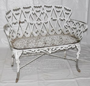 VICTORIAN STYLE ALUMINUM GARDEN BENCH, 20TH C.,  W. 40"