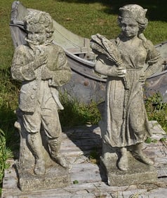 LOT (2) VICTORIAN STONE GARDEN FIGURES, 19TH C., H. 30"