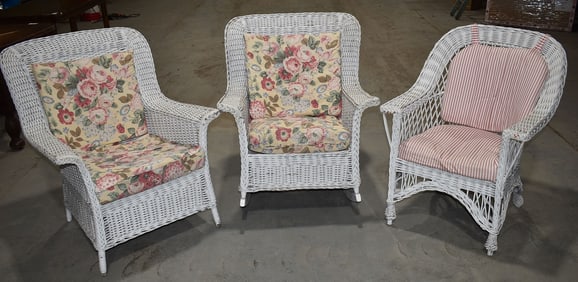 LOT (3) BAR HARBOR WICKER PORCH SET, C. 1930