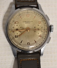 FINE BAUME & MERCIER CHRONOGRAPH WRISTWATCH, C. 1950