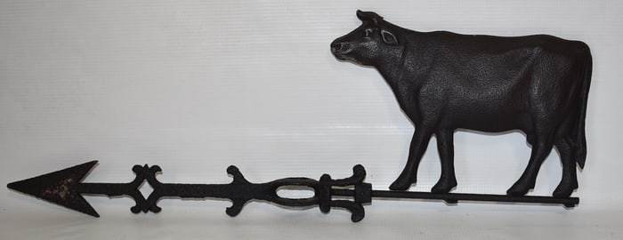 COUNTRY TIN COW WEATHERVANE, 19TH C., L. 22"