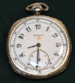 ART DECO ELGIN 14KT WH. GOLD POCKET WATCH 17J MOVEMENT