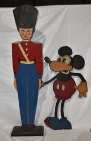 2 MICKEY MOUSE & WOODEN SOLDIER LAWN DECORATIONS