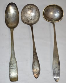 (3) NURNBERG GERMAN 875 SILVER STUFFING SPOON & LADLES