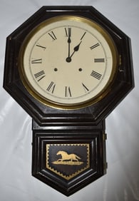COUNTRY PINE SCHOOLHOUSE REGULATOR WALL CLOCK, H. 25"