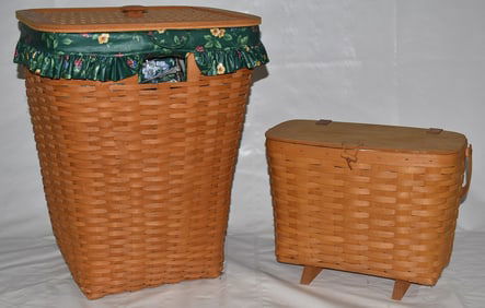 LOT (2) LONGABERGER BASKETS & L. ASHLEY BED LINENS
