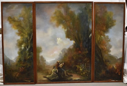 LOT (3) O/P BARBIZON SCHOOL PAINTINGS INCL. 1 W/FIGURES