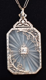 ART DECO 14KT WHITE GOLD/DIAMOND NECKLACE, C. 1920