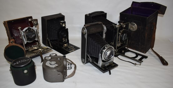 LOT ASST VINTAGE CAMERAS/PLATES INCL. ZEISS IKON 1682/7