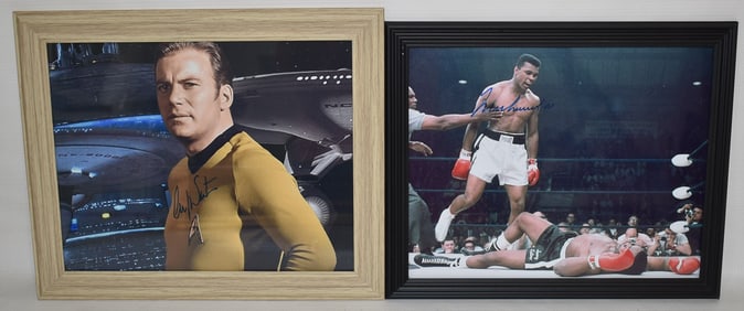 (2) AUTOGRAPHED PHOTOS MUHAMMAD ALI, WILLIAM SHATNER