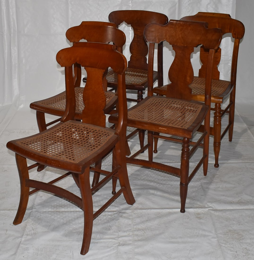 LOT (5) SHERATON TIGER MAPLE SIDE CHAIRS (1 of 3)