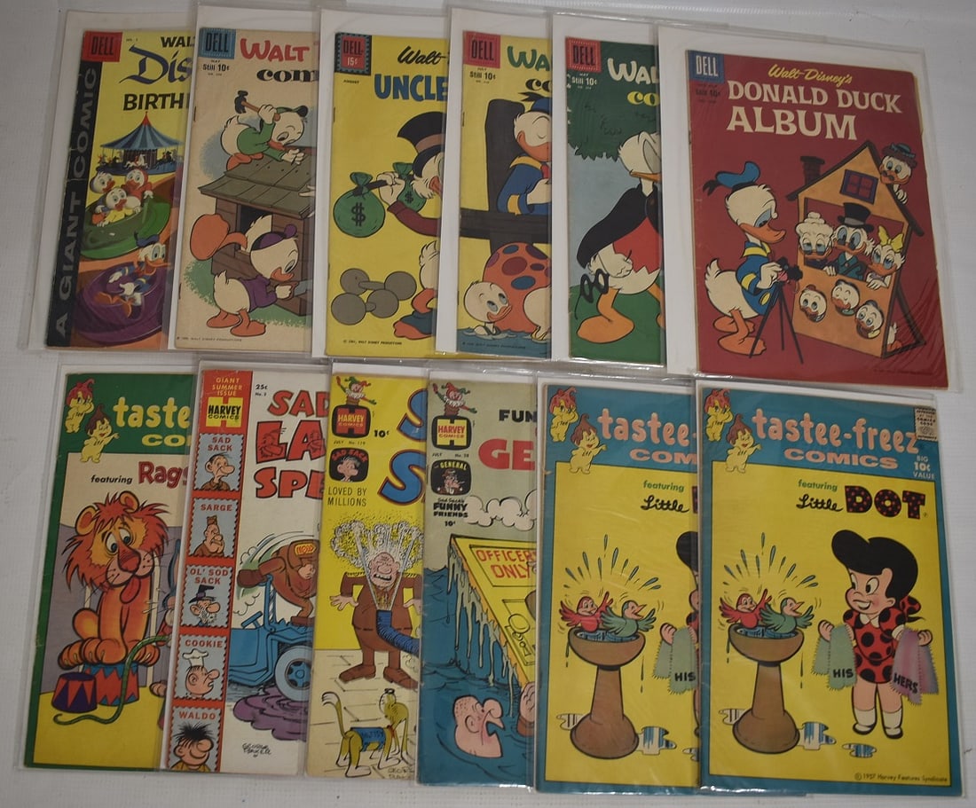 12 VINT COMICS INCL. #1 LITTLE DOT/WALT DISNEY/SAD SACK (1 of 5)