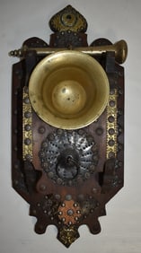 DUTCH MORTAR/PESTLE W/WALL TACK DECORATED MOUNT, 19TH C