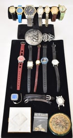 LOT ASSORTED VINTAGE WATCHES/PARTS, C. 1960'S