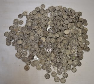 ASST MERCURY/ROOSEVELT SILVER DIMES, APPROX. FV $61.50