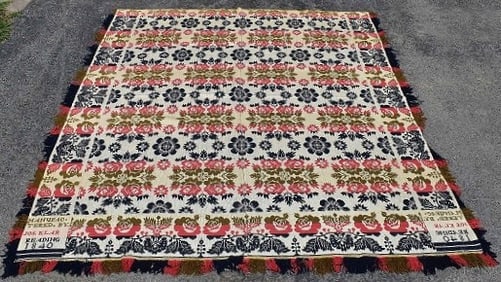 EARLY COUNTRY 4 COLOR JACQUARD COVERLET, JOSEPH KILAR