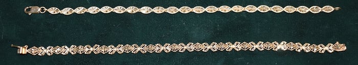 LOT (2) CONTEMPORARY 14KT YW GOLD BRACELETS, W. 7.3 DWT