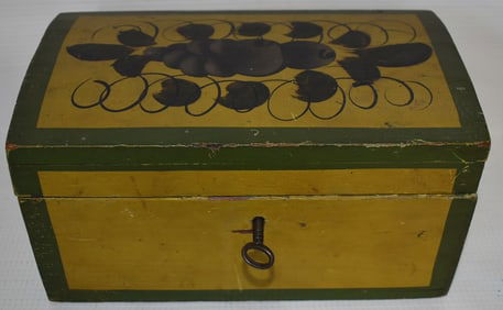 FOLK ART PAINTED PINE LOVE LETTER DOCUMENT BOX, C. 1830