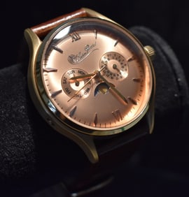 LUCIEN PICCARD MOON PHASE WRIST WATCH, 20TH C.