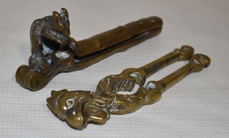 LOT (2) BRASS FIGURAL NUTCRACKERS, H. 6"