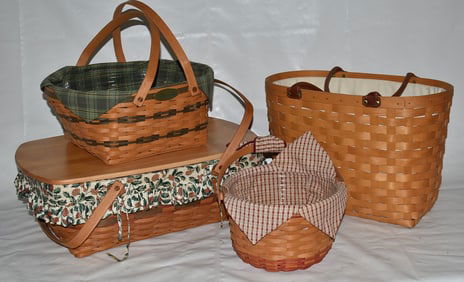 LOT (4) LONGABERGER BASKETS, C. 1990'S
